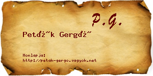 Peták Gergő névjegykártya